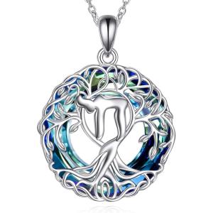 YFN Tree of Life Necklace Sterling Silver Celtic Knot Tree Pendant Jewelry Gifts for Women Men(Hebrew Chai Crystal)
