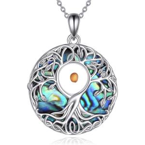YFN Tree of Life Necklace Sterling Silver Celtic Knot Tree Pendant Jewelry Gifts for Women Men(Mustard Seed)