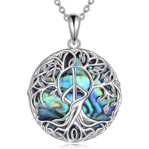 YFN Tree of Life Necklace Sterling Silver Celtic Knot Tree Pendant Jewelry Gifts for Women Men(Peace)