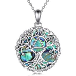YFN Tree of Life Necklace Sterling Silver Celtic Knot Tree Pendant Jewelry Gifts for Women Men(Sobriety)