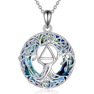 YFN Tree of Life Necklace Sterling Silver Celtic Knot Tree Pendant Jewelry Gifts for Women Men(Sobriety Crystal)