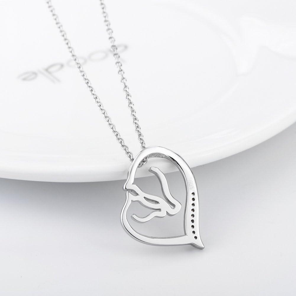 image:imageYFN 925 Sterling Silver Mom Horse Elephant Sloth Heart Pendant Necklace Christmas Day Jewelry Gift for WomenMom Necklace 20 Chain
