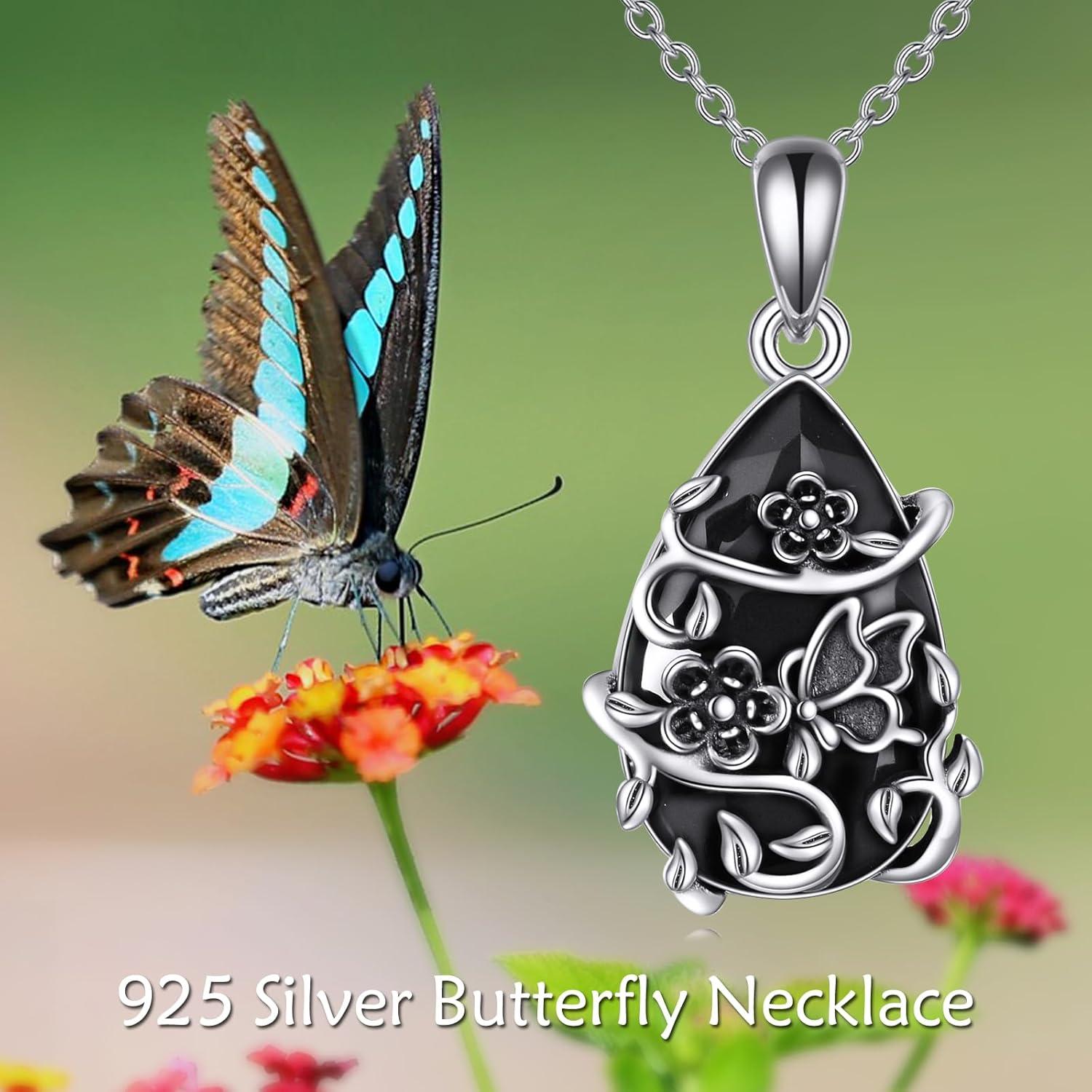 image:imageYFN Animal Necklace Sterling Silver Cute Animal Pendant Jewelry Gifts for WomenDragonfly Black