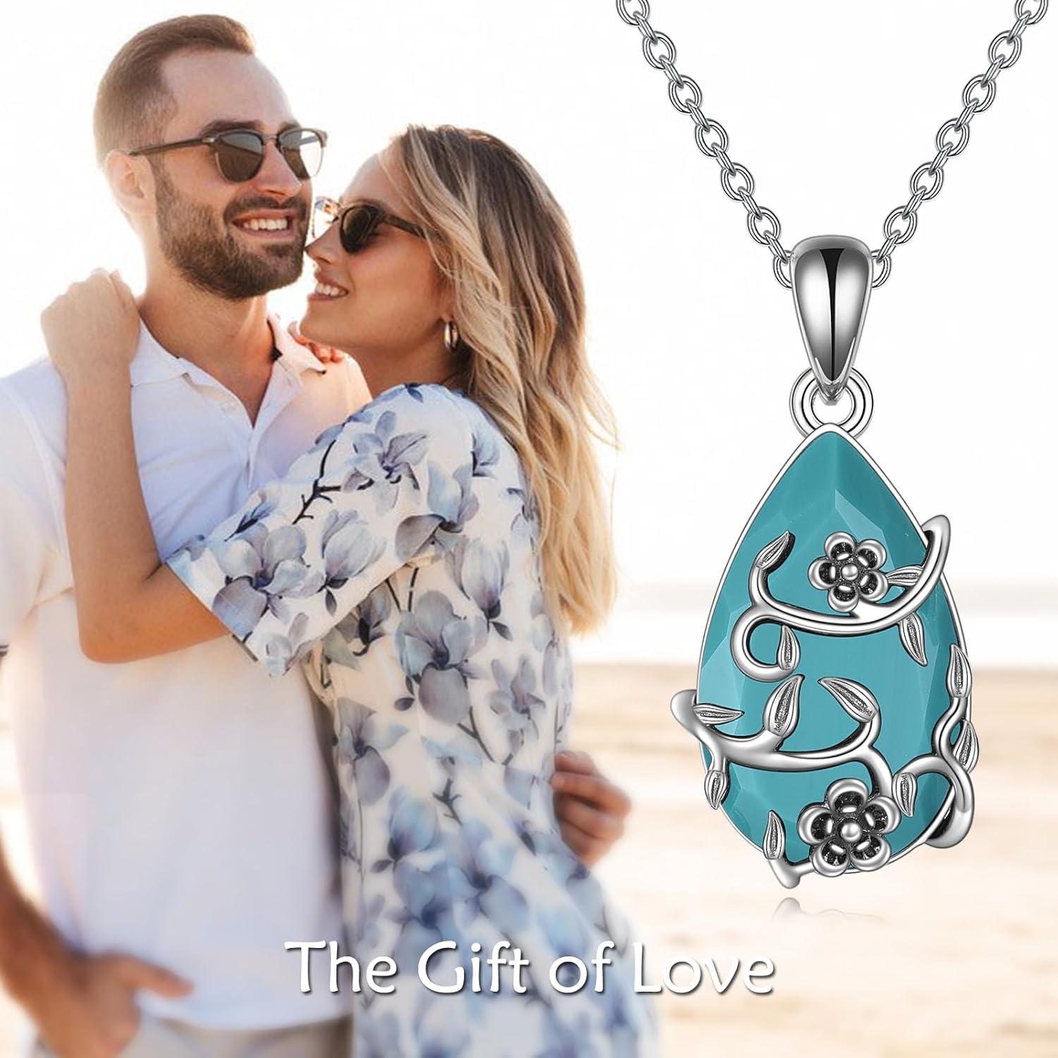 image:imageYFN Animal Necklace Sterling Silver Cute Animal Pendant Jewelry Gifts for WomenFlower Blue
