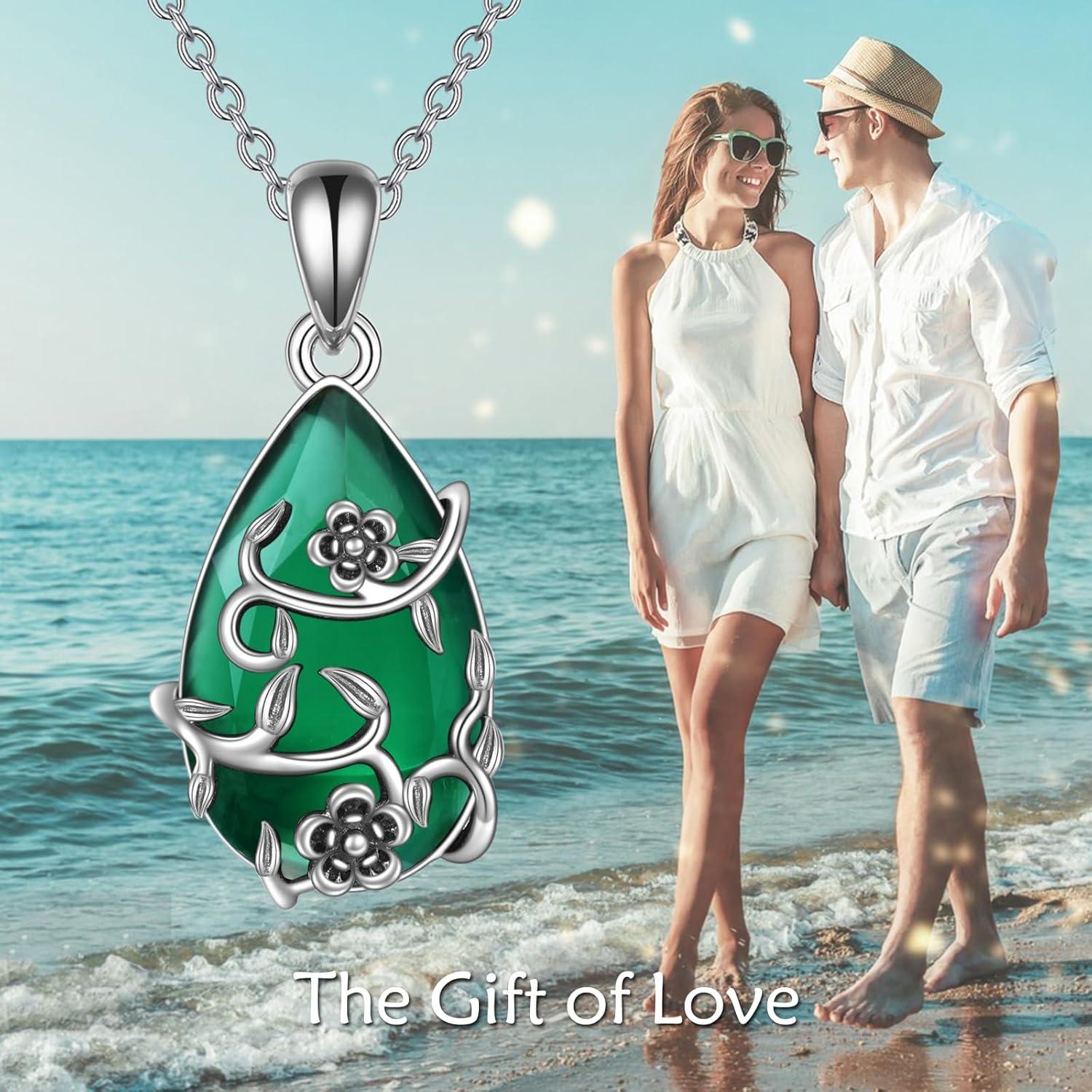 image:imageYFN Animal Necklace Sterling Silver Cute Animal Pendant Jewelry Gifts for WomenFlower Green