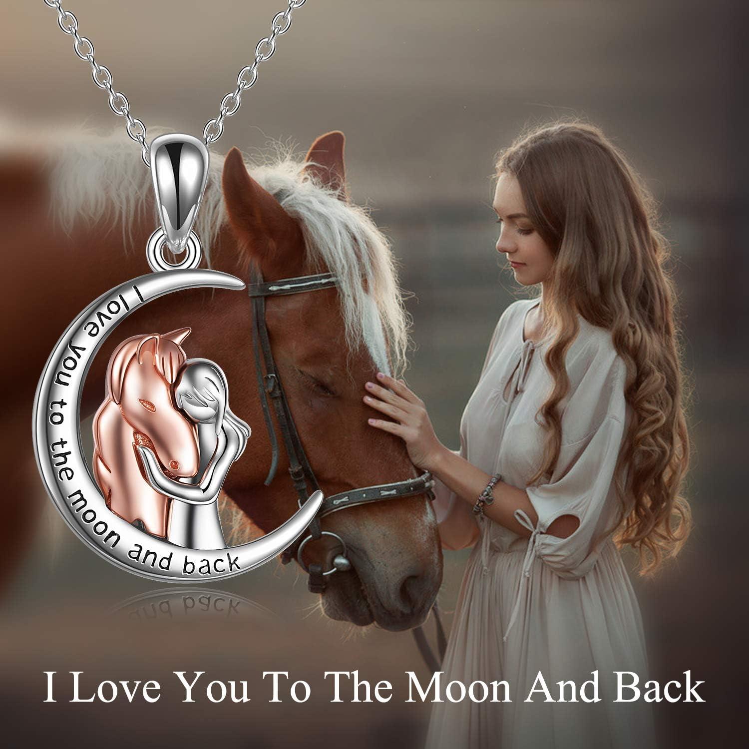 image:imageYFN Horse Pendant Necklace Jewelry 925 Sterling Silver I Love You to the Moon and Back Necklace for Women