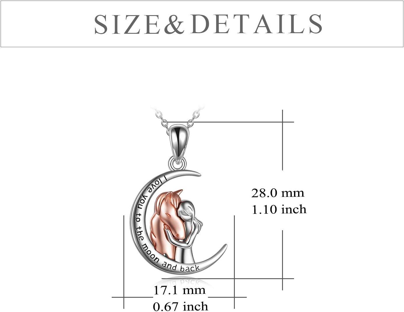 image:imageYFN Horse Pendant Necklace Jewelry 925 Sterling Silver I Love You to the Moon and Back Necklace for Women