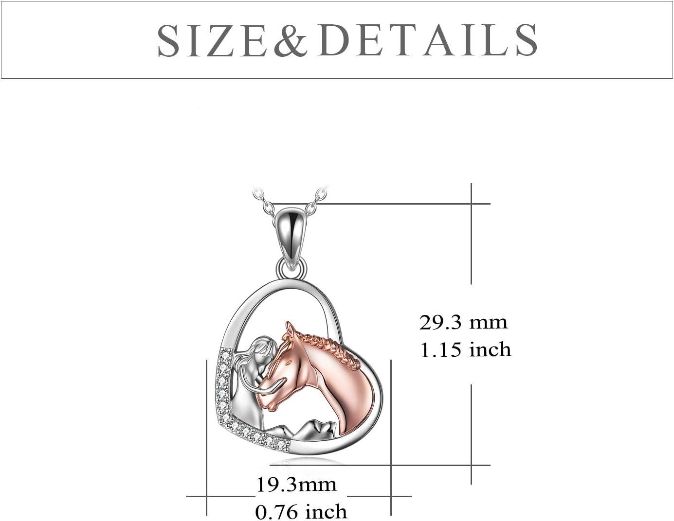 image:imageYFN Horse Pendant Necklace Jewelry 925 Sterling Silver Women Embrace Horse Gift for WomenA Rose Horse with Women Necklace