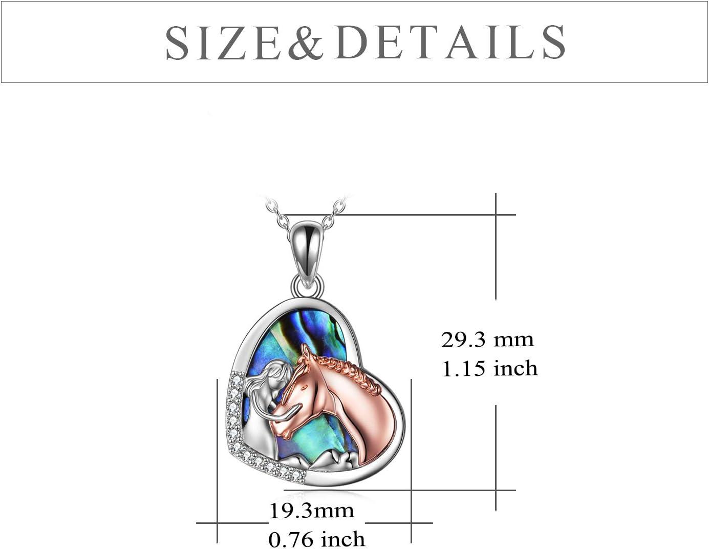 image:imageYFN Horse Pendant Necklace Jewelry 925 Sterling Silver Women Embrace Horse Gift for WomenAbalone Shell Horse Necklace