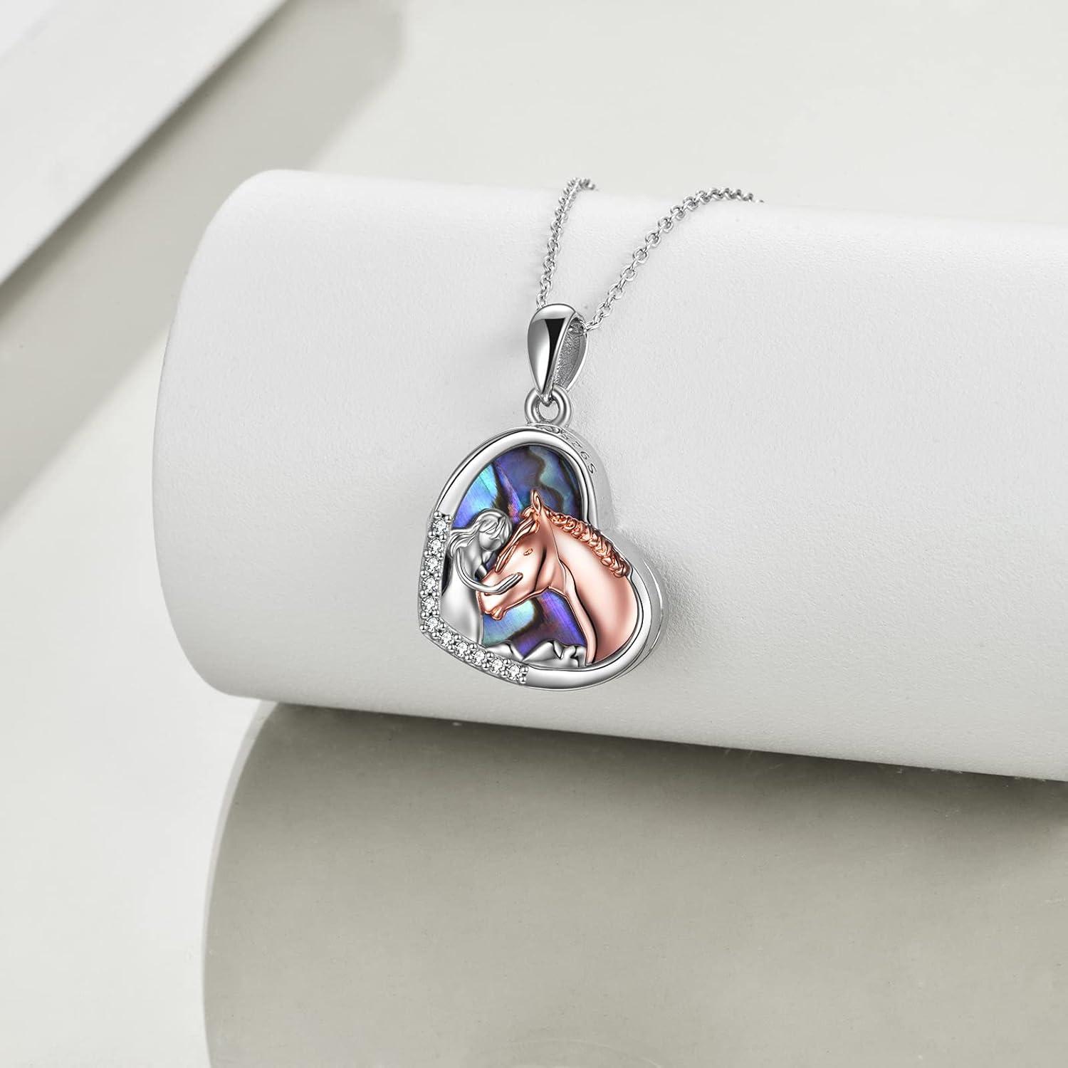 image:imageYFN Horse Pendant Necklace Jewelry 925 Sterling Silver Women Embrace Horse Gift for WomenBHorse Locket Necklace