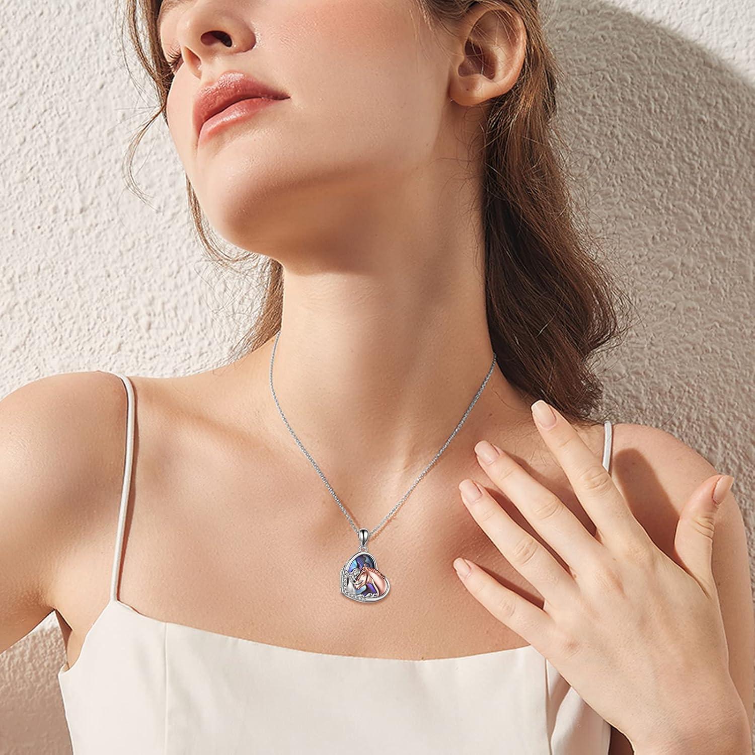 image:imageYFN Horse Pendant Necklace Jewelry 925 Sterling Silver Women Embrace Horse Gift for WomenBHorse Locket Necklace