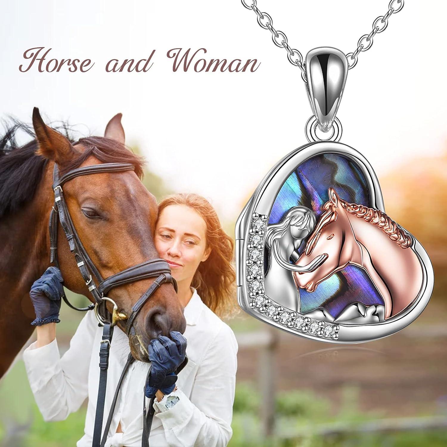 image:imageYFN Horse Pendant Necklace Jewelry 925 Sterling Silver Women Embrace Horse Gift for WomenBHorse Locket Necklace