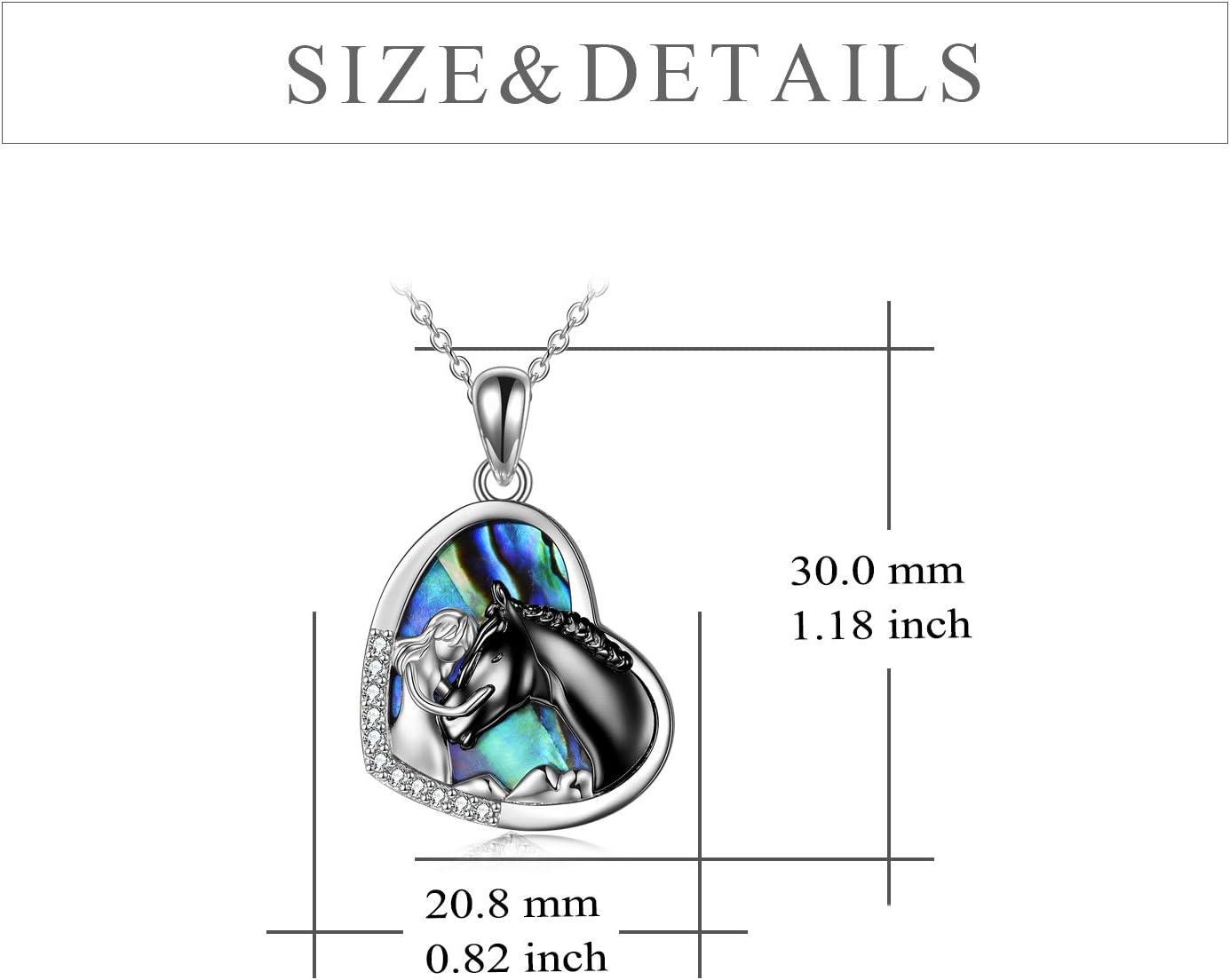 image:imageYFN Horse Pendant Necklace Jewelry 925 Sterling Silver Women Embrace Horse Gift for WomenBlack Horse with Abalone Shell Necklace