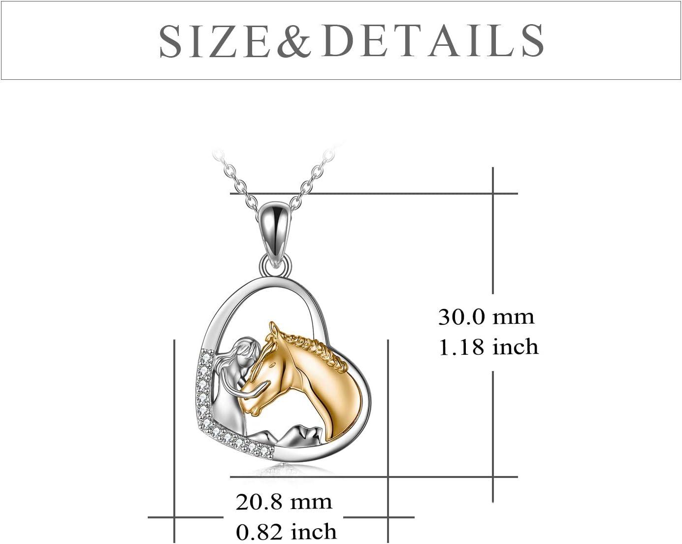 image:imageYFN Horse Pendant Necklace Jewelry 925 Sterling Silver Women Embrace Horse Gift for WomenGold Horse Necklace