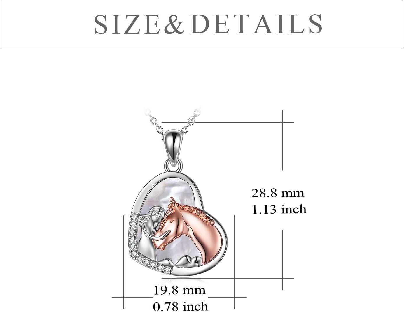 image:imageYFN Horse Pendant Necklace Jewelry 925 Sterling Silver Women Embrace Horse Gift for WomenHorse Necklace with Mother of Pearl
