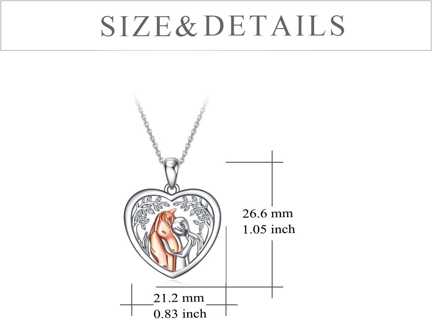 image:imageYFN Horse Pendant Necklace Sterling Silver Women Embrace Horse Gift for Women Horse Loverwomen with Horse Necklace