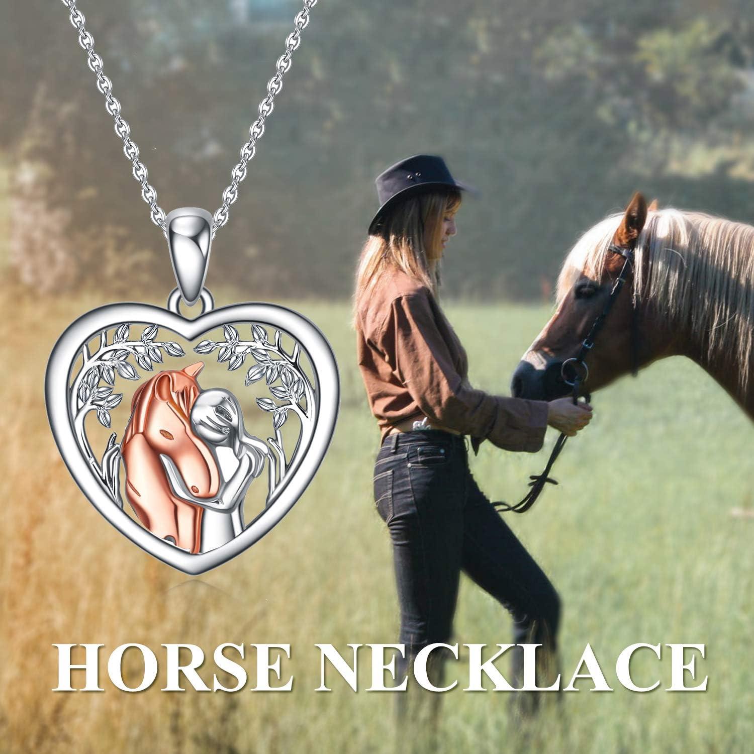 image:imageYFN Horse Pendant Necklace Sterling Silver Women Embrace Horse Gift for Women Horse Loverwomen with Horse Necklace