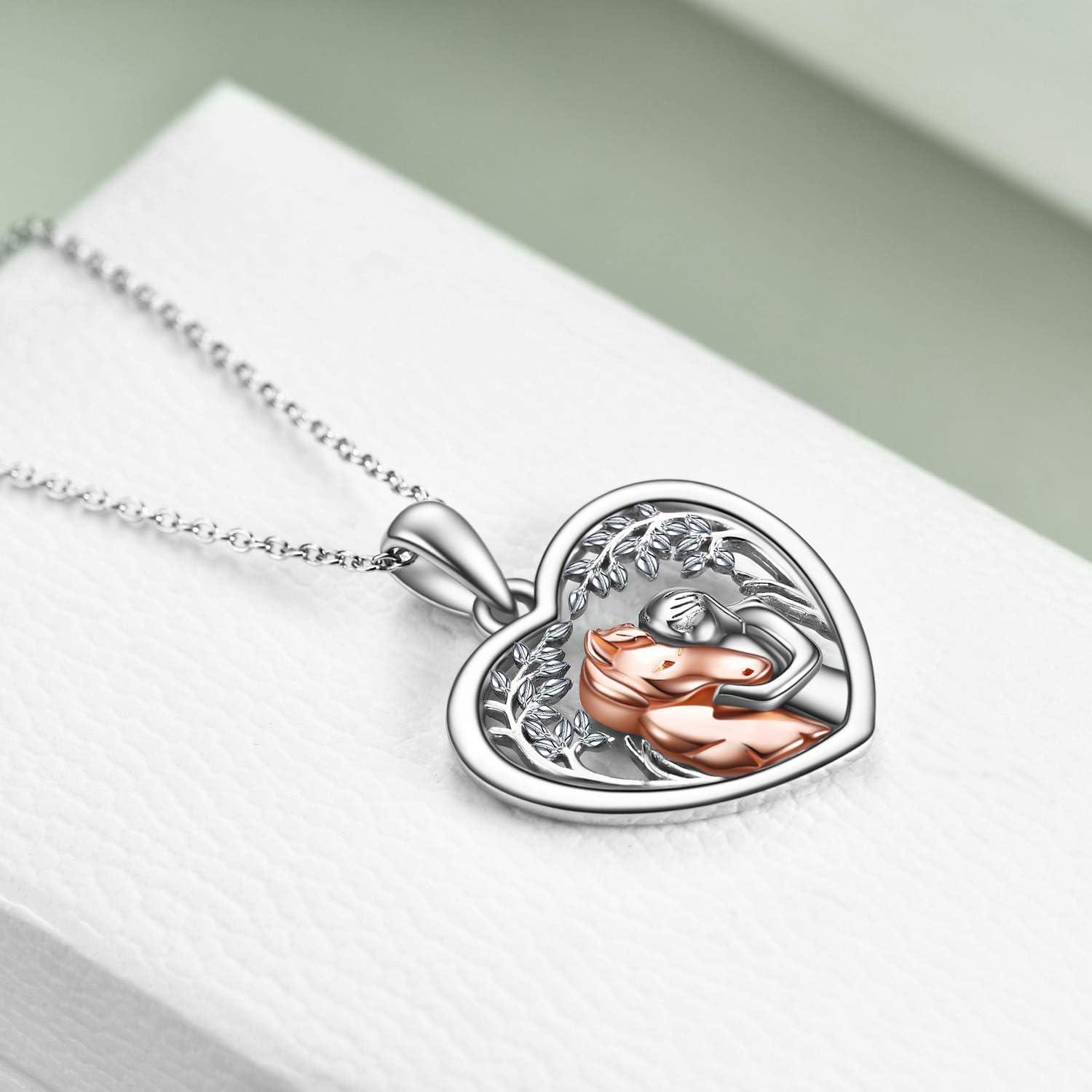image:imageYFN Horse Pendant Necklace Sterling Silver Women Embrace Horse Gift for Women Horse Loverwomen with Horse Necklace