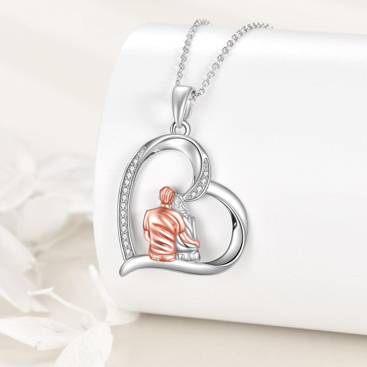image:imageYFN Mom amp Sister Necklace Sterling Silver Heart Pendant Jewelry WifeGirlfriend Birthday GiftSilverNecklace for Wife Girlfriend