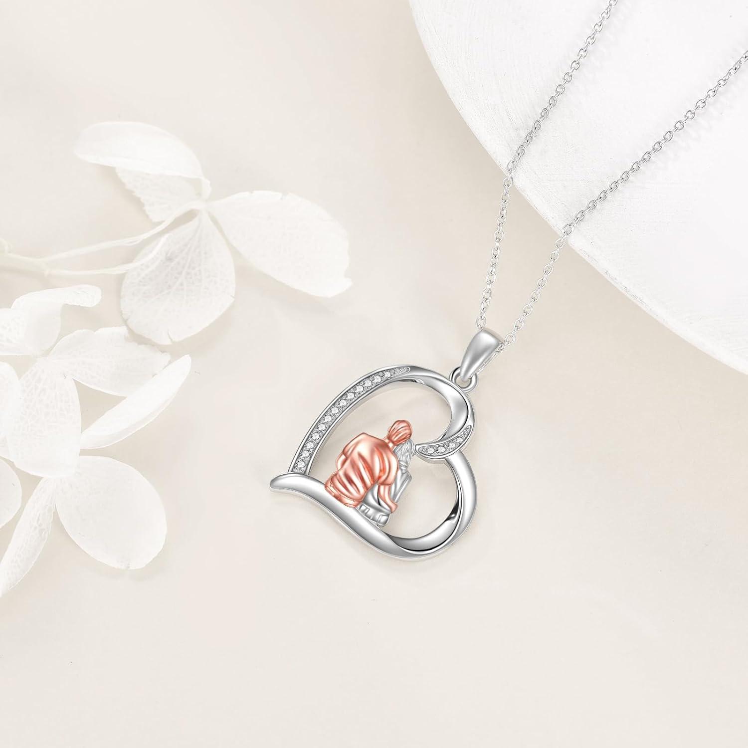 image:imageYFN Mom amp Sister Necklace Sterling Silver Heart Pendant Jewelry WifeGirlfriend Birthday GiftSilverNecklace for Wife Girlfriend