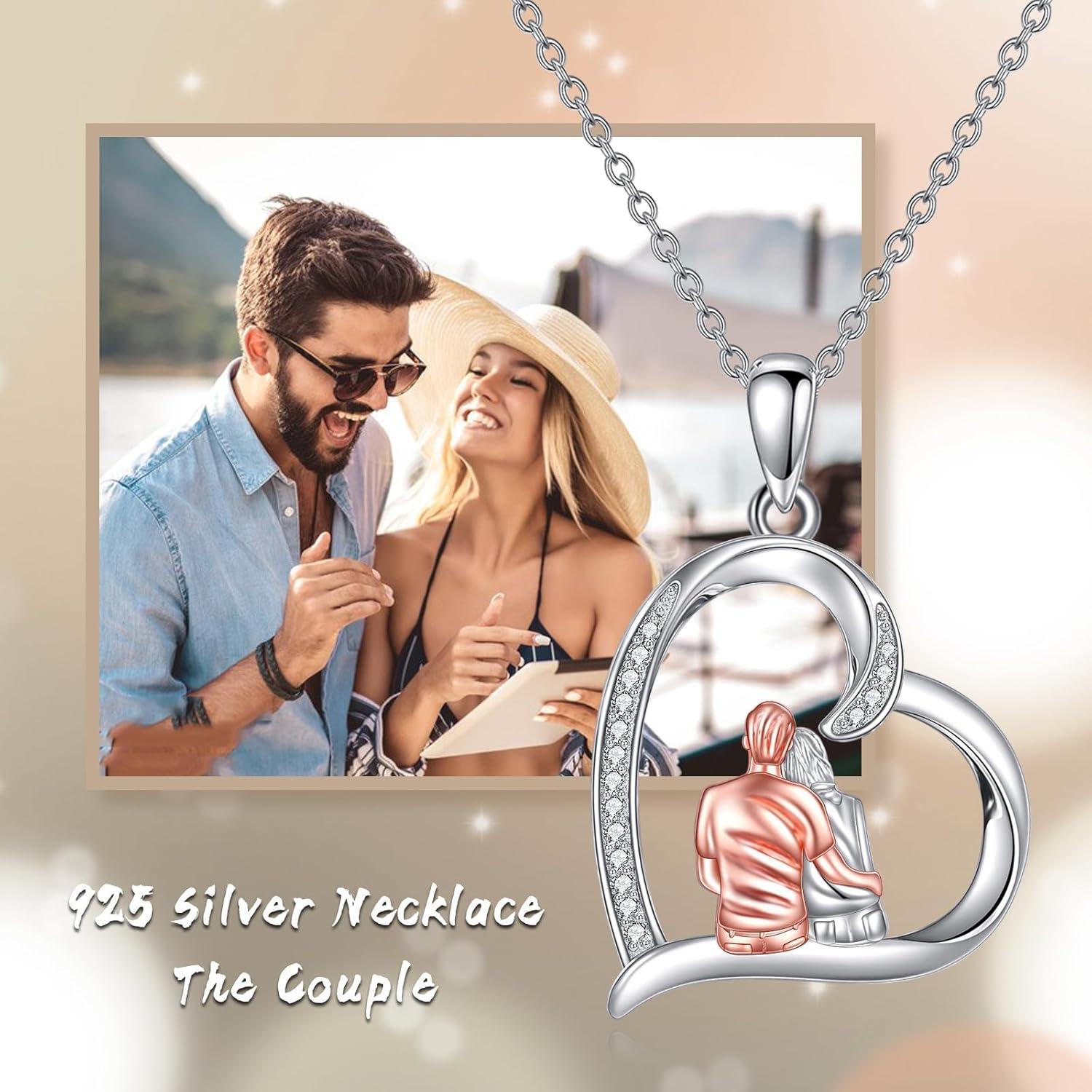 image:imageYFN Mom amp Sister Necklace Sterling Silver Heart Pendant Jewelry WifeGirlfriend Birthday GiftSilverNecklace for Wife Girlfriend