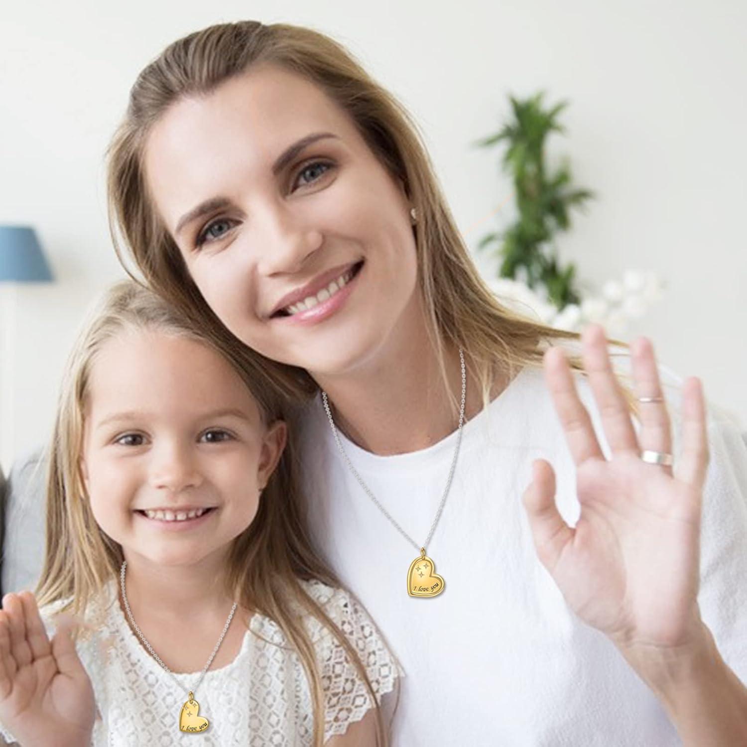image:imageYFN Mother Daughter Necklace for Two Sterling Silver Mother Daughter Pendant Heart Matching Jewelry Gifts for WomenHeart