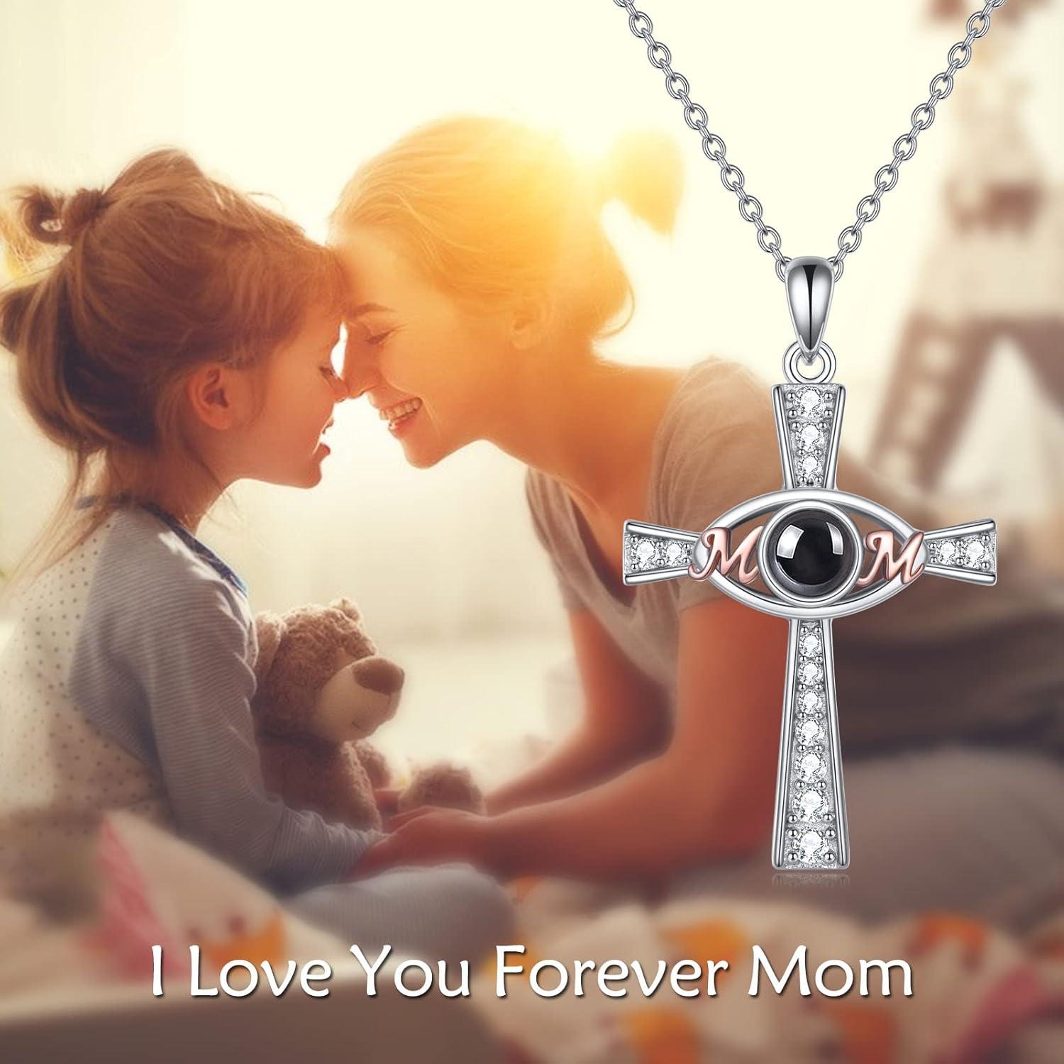 image:imageYFN Mothers Day Gifts Sterling Silver Mother daughter Pendant Necklace Mom Jewelry for Women Mama Daughter100 languagemom