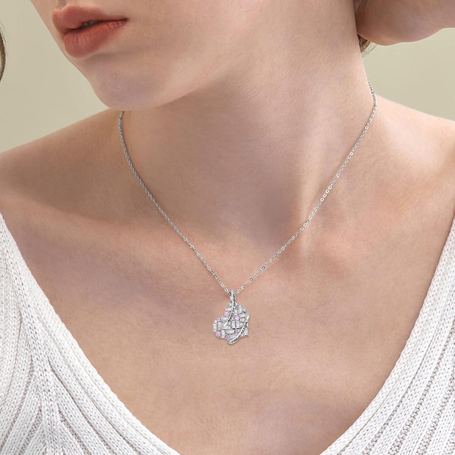 image:imageYFN Mothers Day Gifts Sterling Silver Mother daughter Pendant Necklace Mom Jewelry for Women Mama DaughterDaughter Heart
