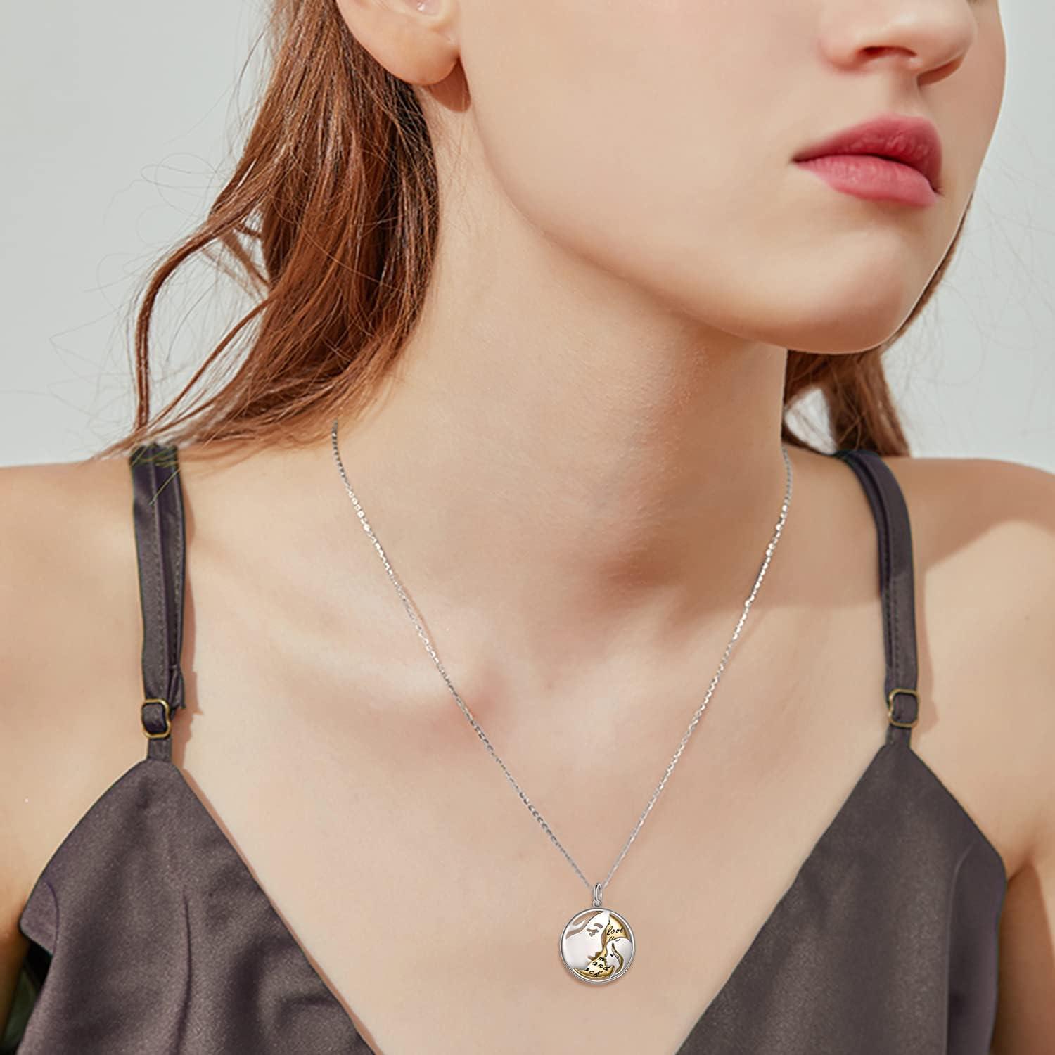 image:imageYFN Mothers Day Gifts Sterling Silver Mother daughter Pendant Necklace Mom Jewelry for Women Mama DaughterGold Moon