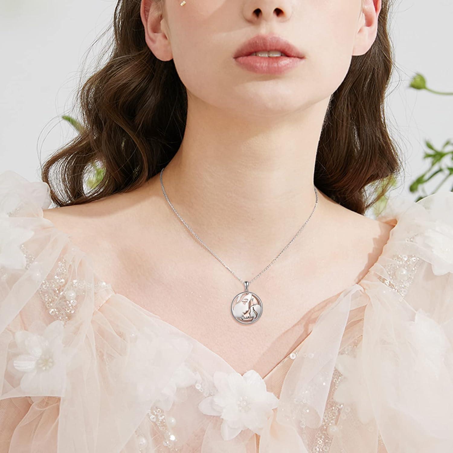 image:imageYFN Mothers Day Gifts Sterling Silver Mother daughter Pendant Necklace Mom Jewelry for Women Mama DaughterI Love You Grandma