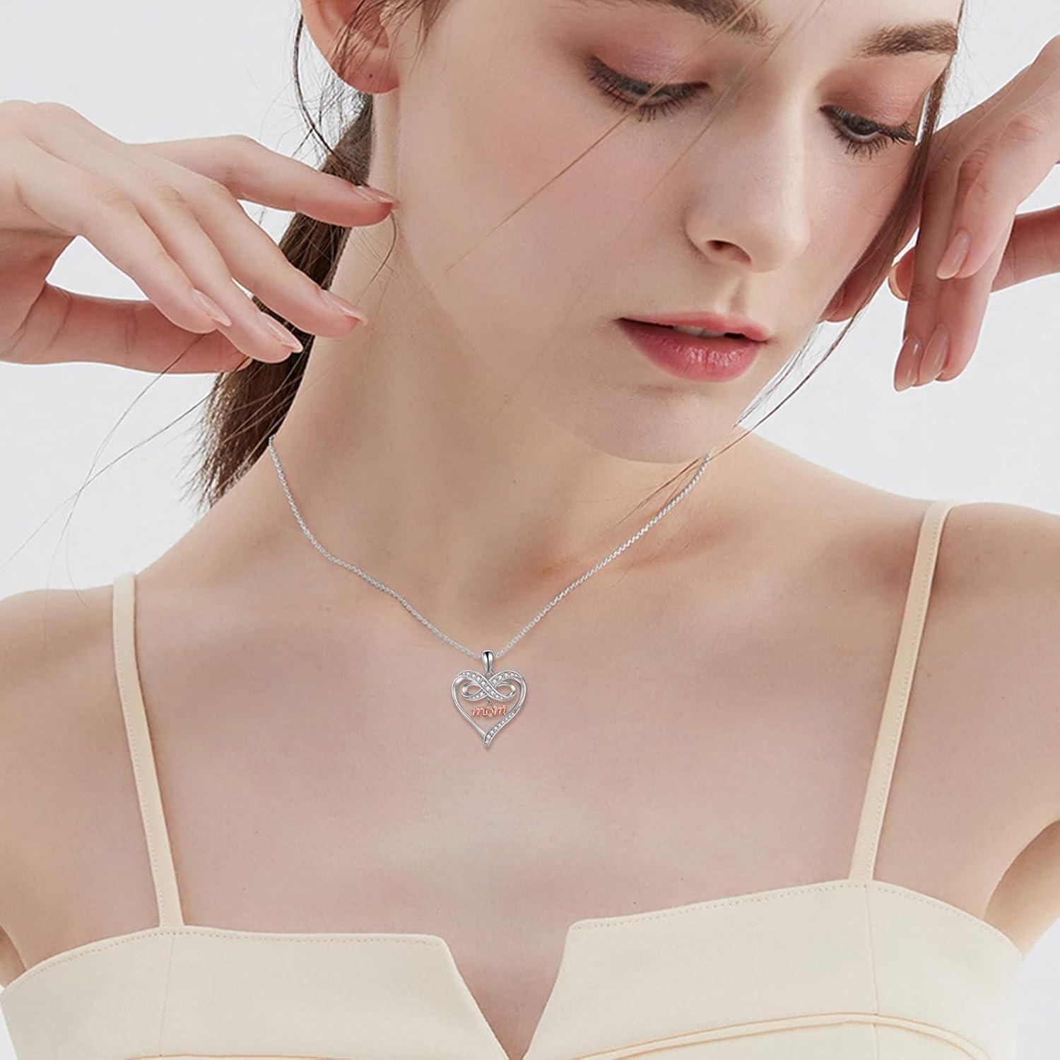 image:imageYFN Mothers Day Gifts Sterling Silver Mother daughter Pendant Necklace Mom Jewelry for Women Mama Daughtermom