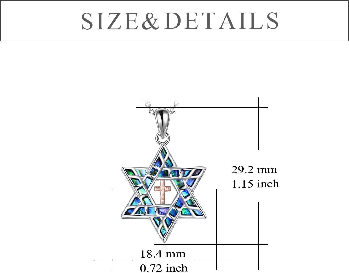 image:imageYFN Star of David Necklace Sterling Silver Jewish Christian Jewelry Gifts with 18 ChainAbaloneStar of David Necklace