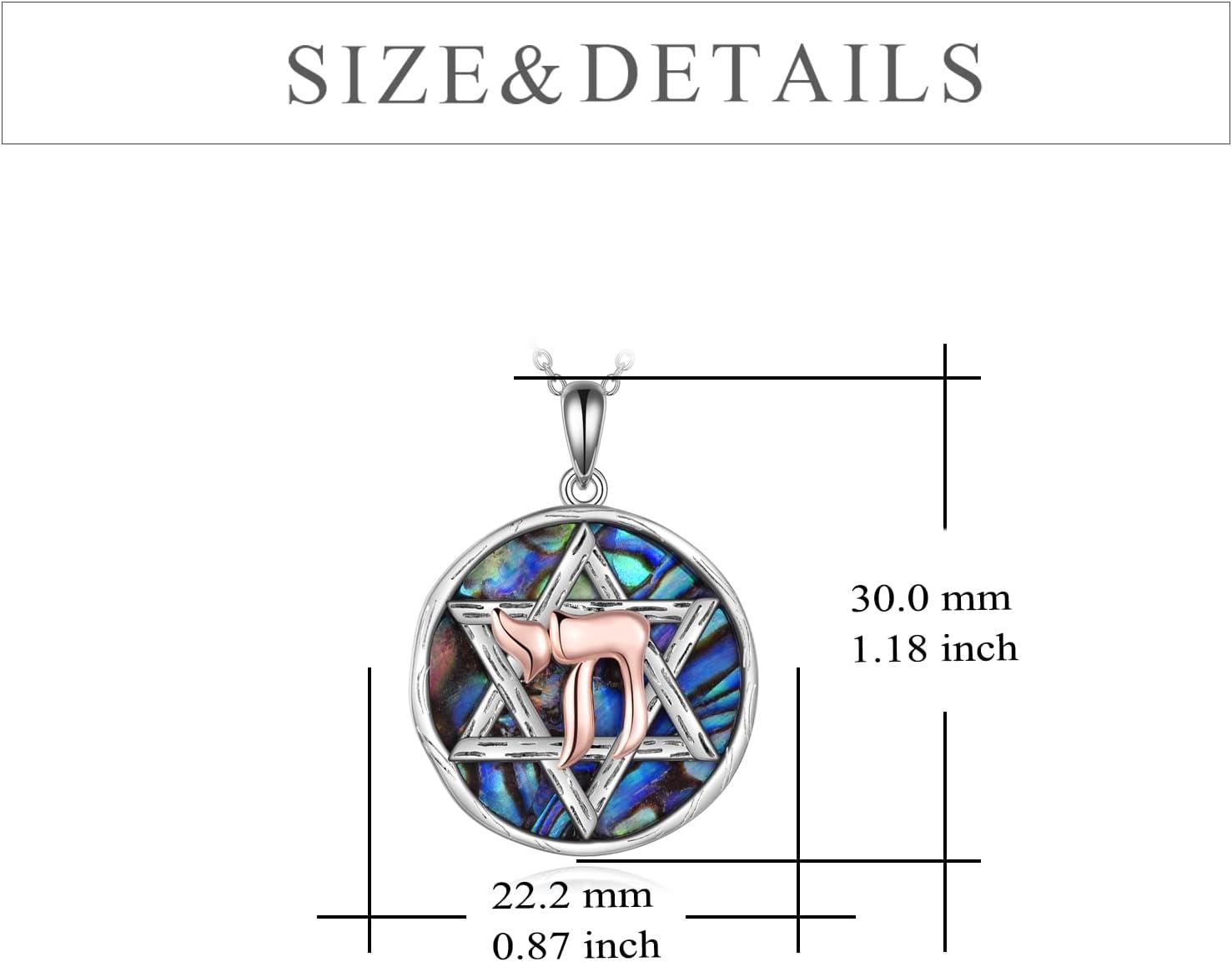 image:imageYFN Star of David Necklace Sterling Silver Jewish Christian Jewelry Gifts with 18 ChainStar of David Necklace with Abalone