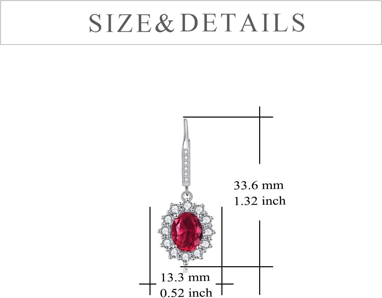 image:imageYFN Sterling Silver Created Oval Cut Birthstone Drop Dangle Women Leverback Earrings Gifts for Women MomJuly Birthstone Earring