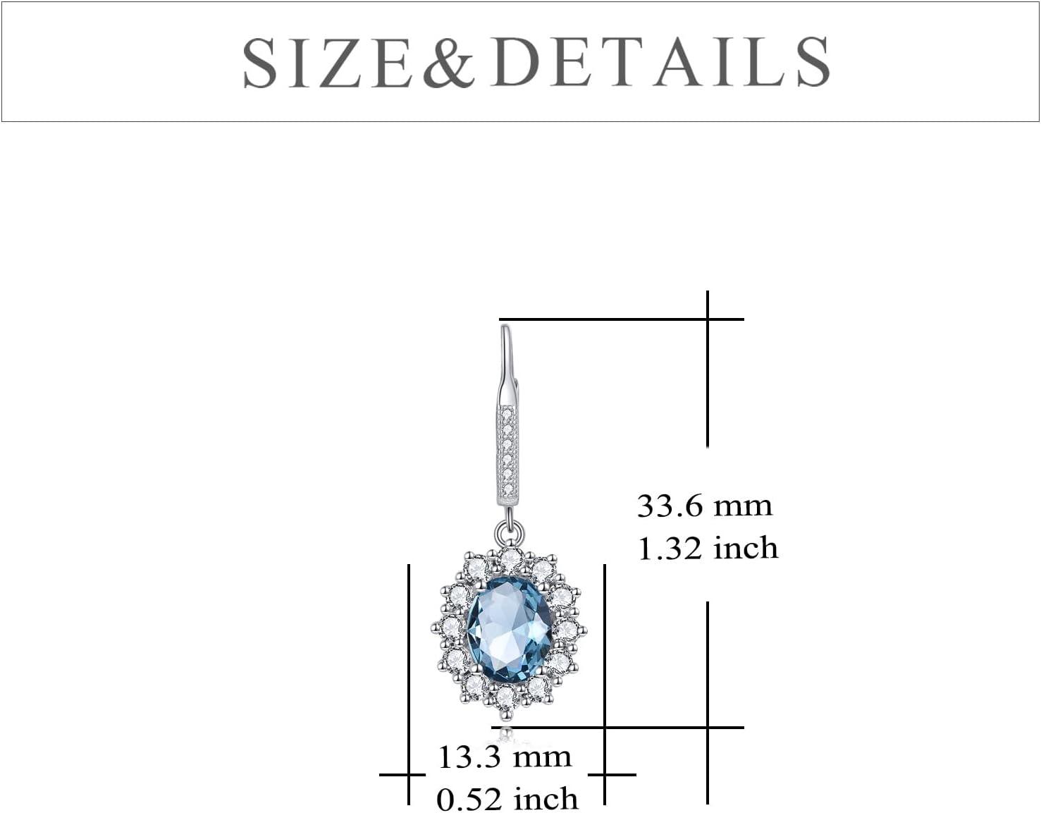 image:imageYFN Sterling Silver Created Oval Cut Birthstone Drop Dangle Women Leverback Earrings Gifts for Women MomMarch Birthstone Earring