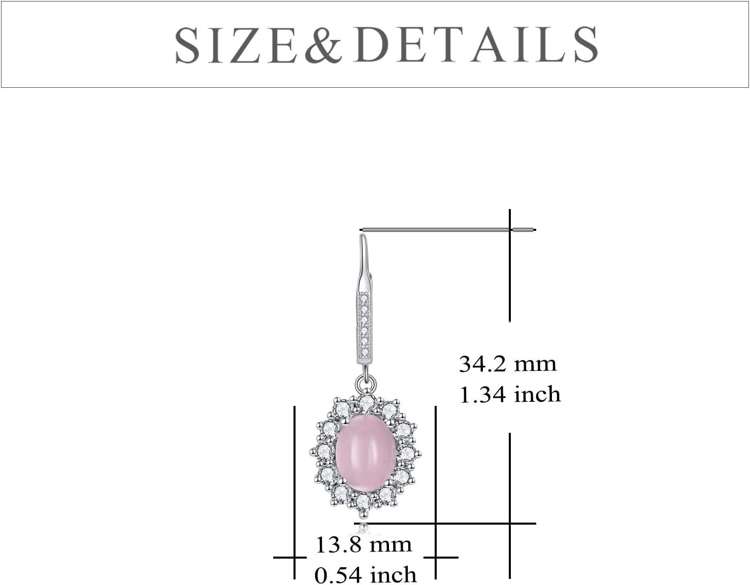 image:imageYFN Sterling Silver Created Oval Cut Birthstone Drop Dangle Women Leverback Earrings Gifts for Women MomRose Quartz Earrings