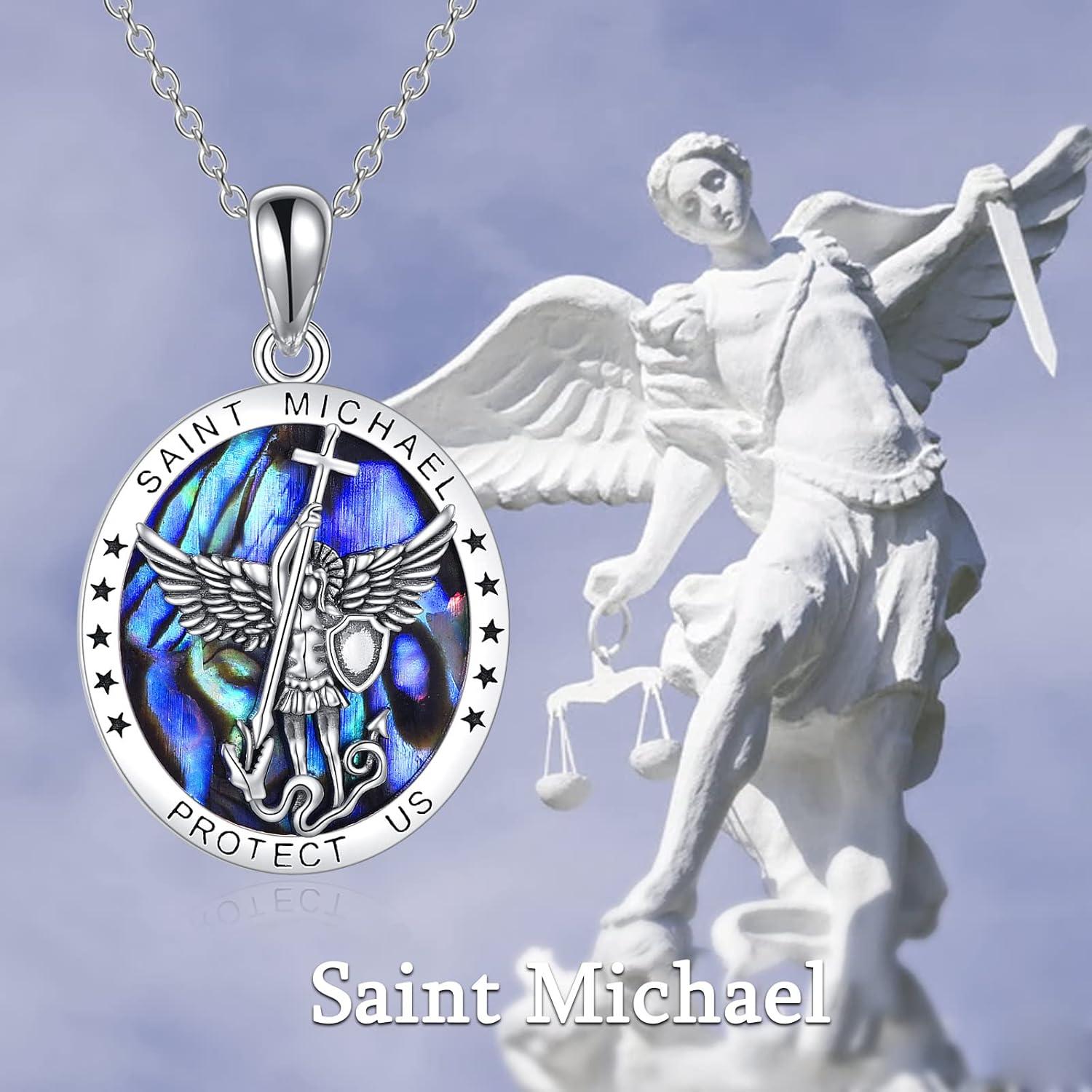 image:imageYFN Sterling Silver St MichaelSt ChristopherJesusVirgin Mary Necklace for Men Women CatholicProtectorTalisman Michael Archangel Medal Necklace Jewelry 182Saint Michael Necklace