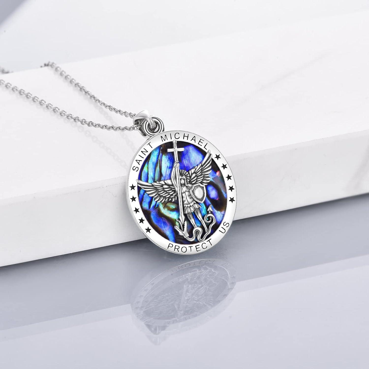 image:imageYFN Sterling Silver St MichaelSt ChristopherJesusVirgin Mary Necklace for Men Women CatholicProtectorTalisman Michael Archangel Medal Necklace Jewelry 182Saint Michael Necklace