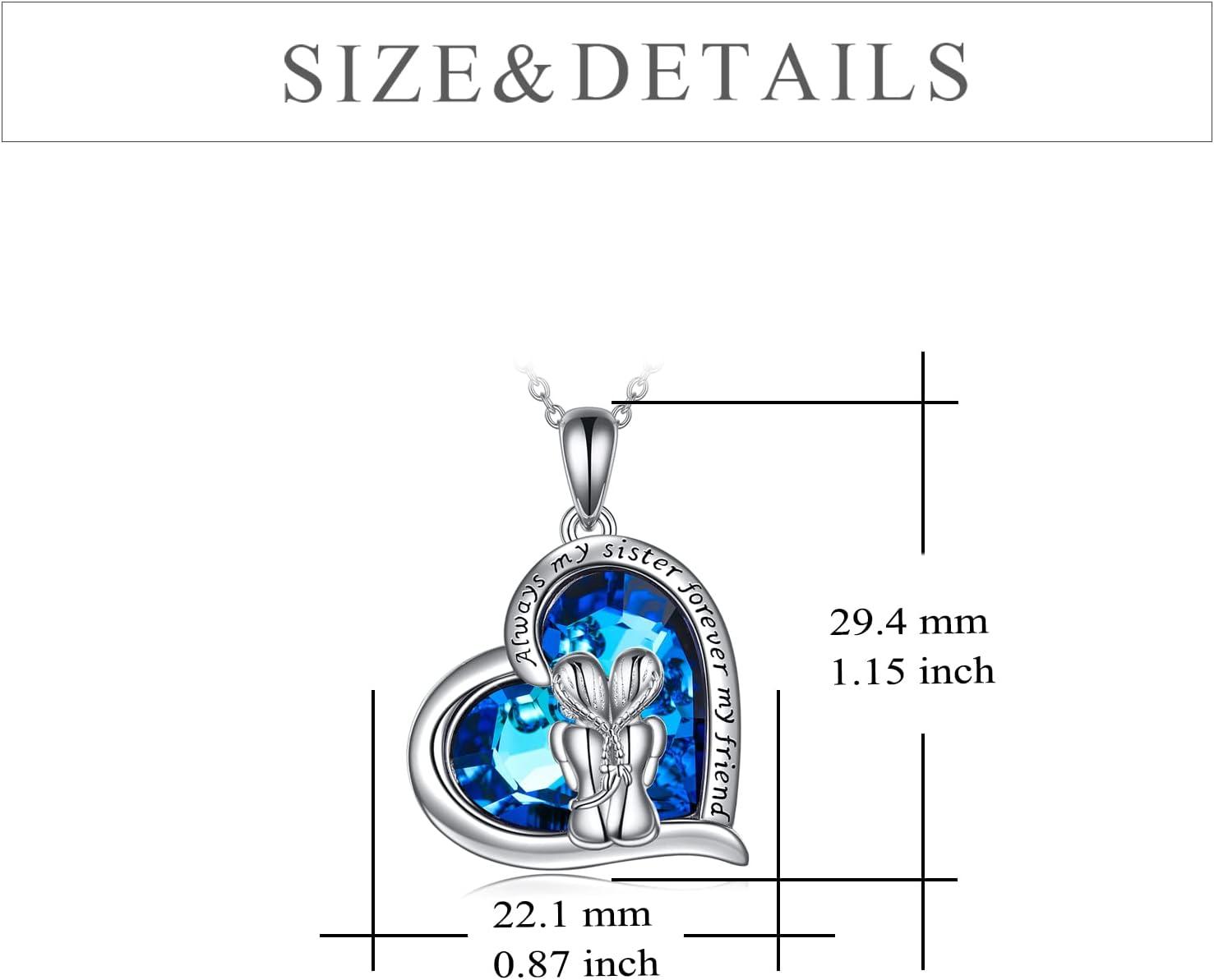 image:imageYFN Sterling Silver Tree of Life AbaloneTurquoise Pendant Necklace Sister Gift for Birthday or Any OccasionBlue Crystal Sister Necklace
