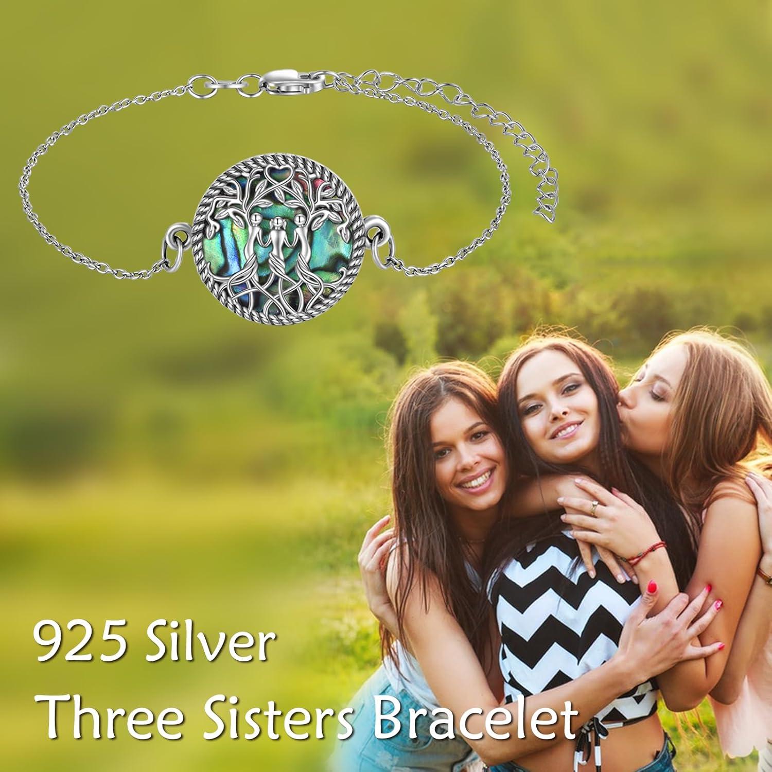 image:imageYFN Sterling Silver Tree of Life Bracelet Sister Bracelet Jewelry Birthday Gift for SistersSilver3 Sister Bracelet