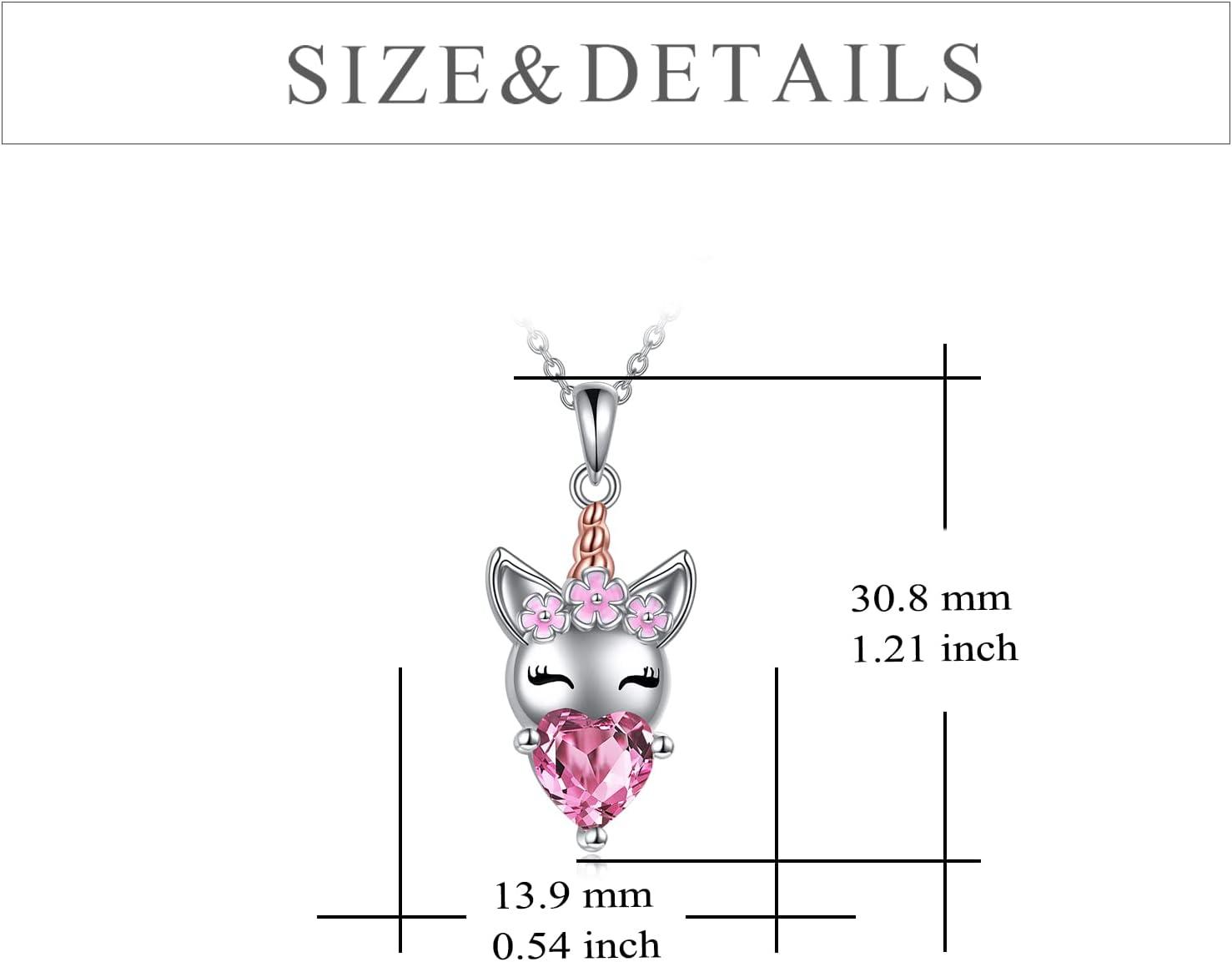 image:imageYFN Unicorns Gifts for Women Unicorn Pendant Necklace 925 Sterling Silver Unicorn Jewelry for MomPink