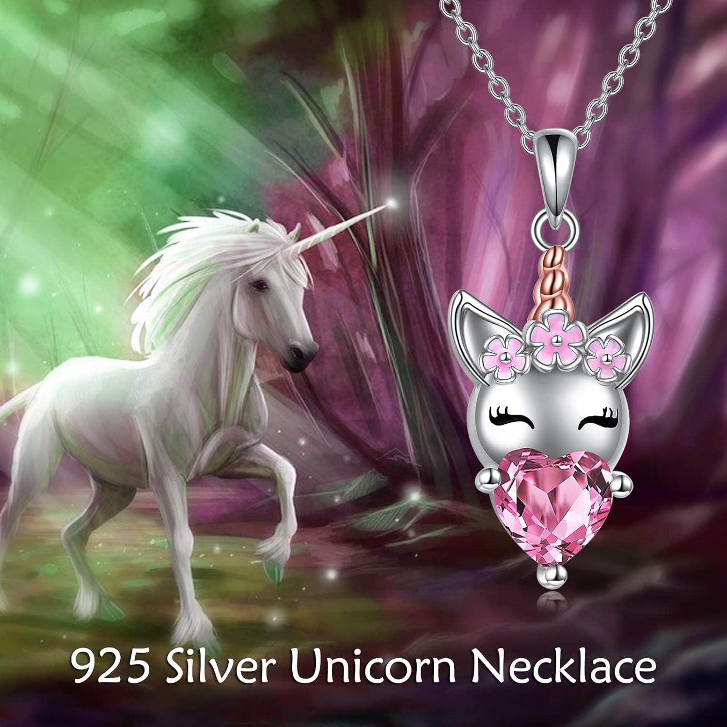 image:imageYFN Unicorns Gifts for Women Unicorn Pendant Necklace 925 Sterling Silver Unicorn Jewelry for MomPink