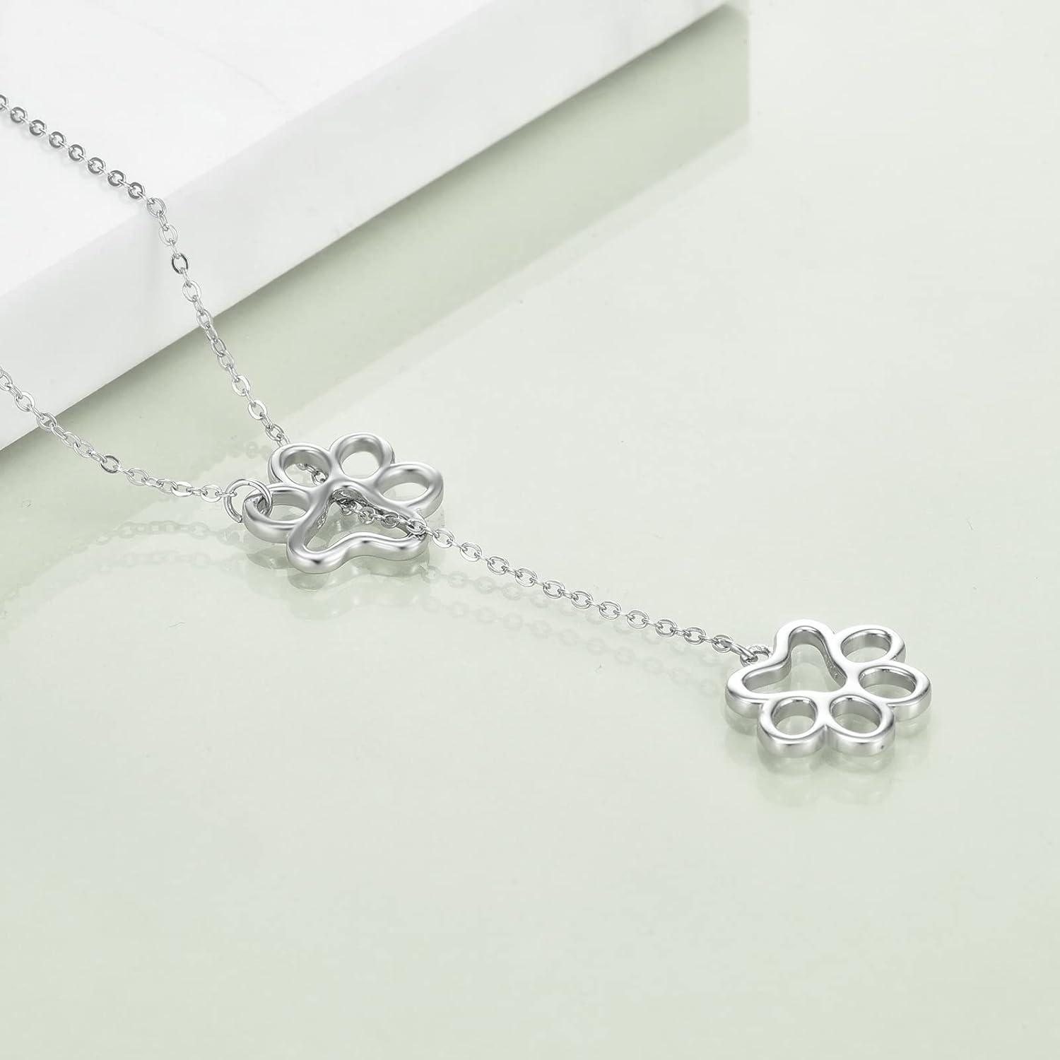 image:imageYFN Veterinarian Gifts 925 Sterling Silver Paw Print Y Necklace for Women Veterinary Student Graduation Jewelry for Christmas Valentines Day Mothers Day Birthday Gift Box IncludedA02 Paw Prints Lariat