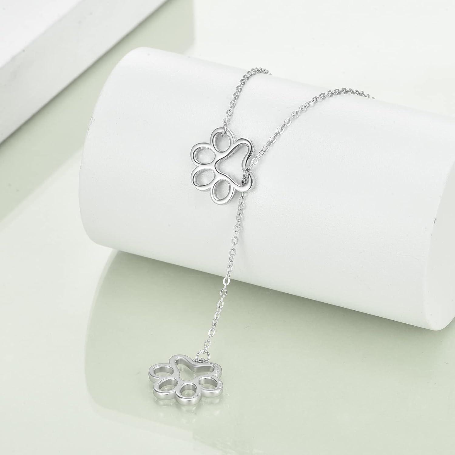 image:imageYFN Veterinarian Gifts 925 Sterling Silver Paw Print Y Necklace for Women Veterinary Student Graduation Jewelry for Christmas Valentines Day Mothers Day Birthday Gift Box IncludedA02 Paw Prints Lariat