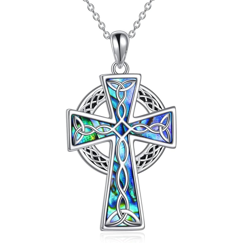 image:imageYFN Cross Necklace 925 Sterling Silver Celtic Knot Cross Infinity Heart Love Pendant Necklace 18Irish Celtic Cross Necklace