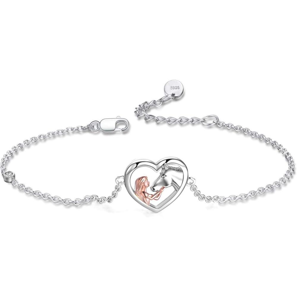 image:imageYFN Horse Jewelry Gift 925 Sterling Silver Horse Adjustable Bracelet for WomenHorse Bracelet silver