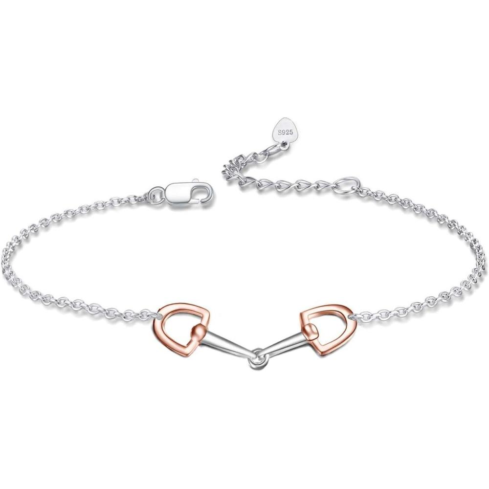 image:imageYFN Horse Jewelry Gift 925 Sterling Silver Horse Adjustable Bracelet for WomenStirrup Bracelet Rose