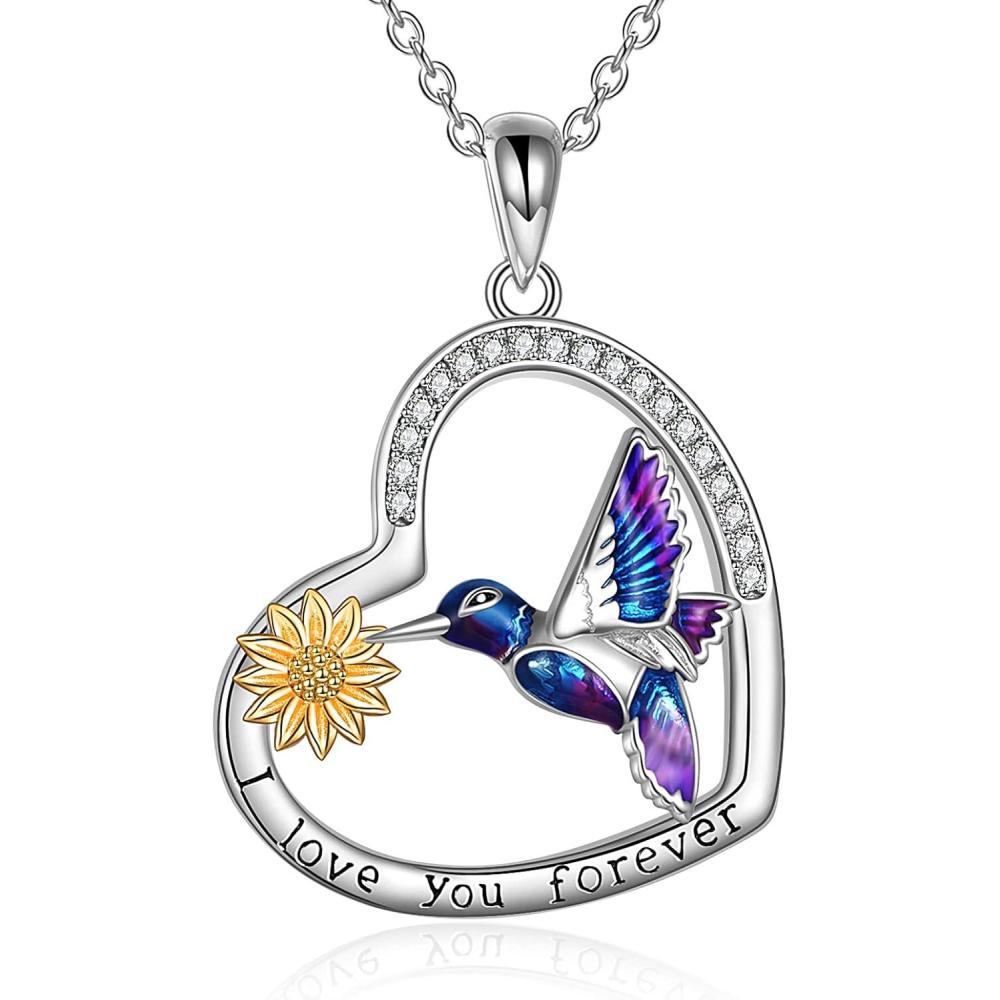 image:imageYFN Hummingbird Necklace Sterling Silver Jewelry Hummingbird Gifts for WomenSilverHummingbird Necklace