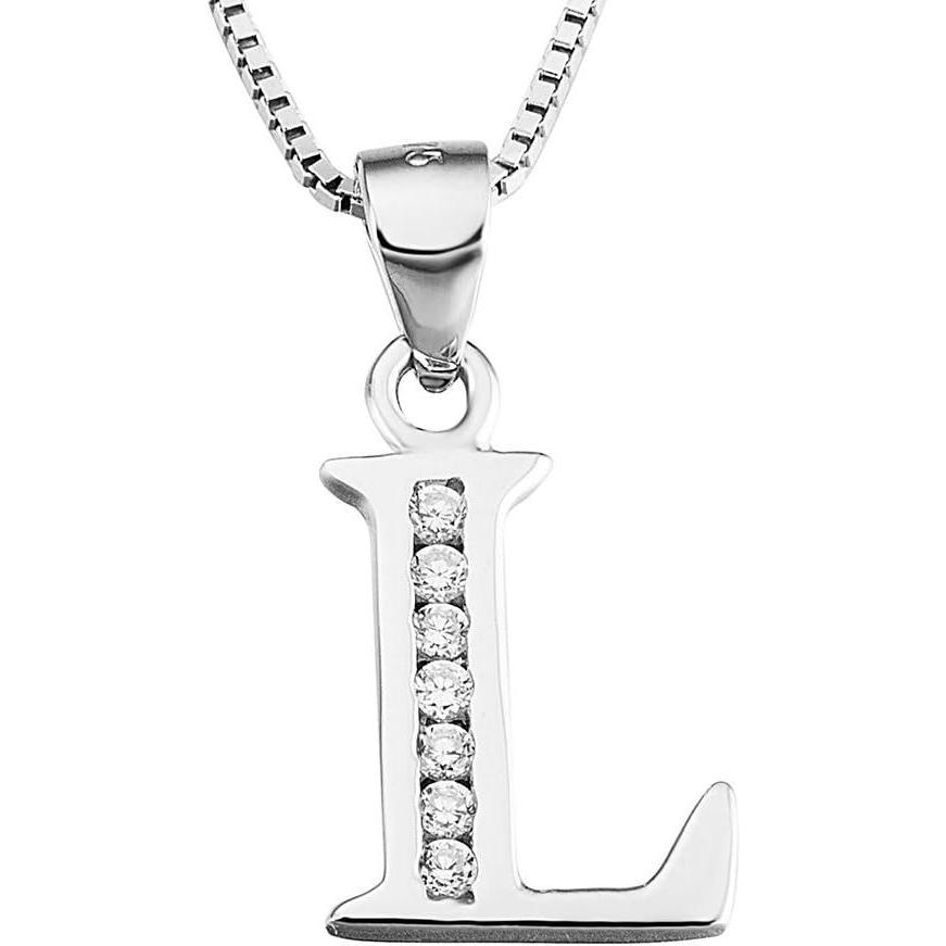 image:imageYFN Initial Pendant Necklace Sterling Silver with Cubic Zirconial 26 Letter Alphabet Jewelry Gifts for WomenAlphabet L