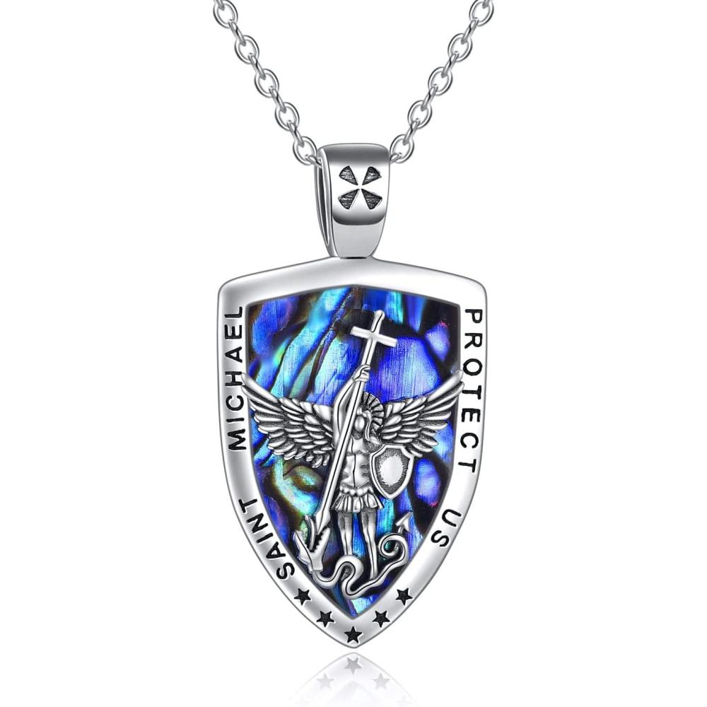 image:imageYFN Sterling Silver St MichaelSt ChristopherJesusVirgin Mary Necklace for Men Women CatholicProtectorTalisman Michael Archangel Medal Necklace Jewelry 182White
